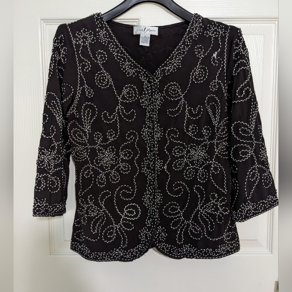 Dark Brown Blouse With Beautiful Cord Detail, Medium